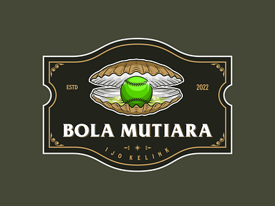 Mutiara Baseball Badge Logo badge baseball branding classic design elegant emblem graphic design illustration logo pearl scallop sea sport vector vintage