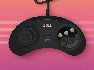 Sega Mega Drive Controller (1993) drawing graphicdesign illustration retro sega sketch vector videogame