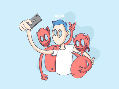 Selfie with my demons adobe ai art artwork creative demons design digitalart drawing graphicdesign illustration illustrator matito selfie sketch ui vector