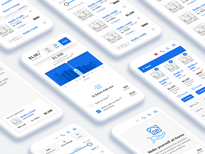 Apt Management App 2 add on apartment app design app designer chart charts data dataviz design flow icon list listing page mobile mobile app mobile app design mockups table ui