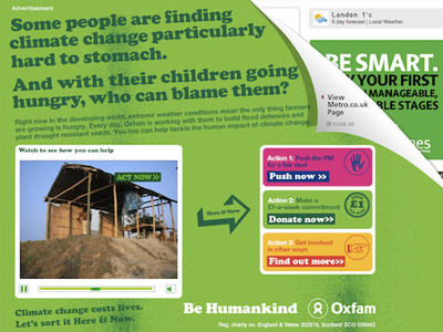 Ad campaign for Oxfam ad advertising metro micro microsite site