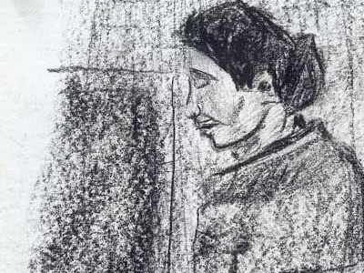 Woman chalk drawing graphite illustration pencil woman