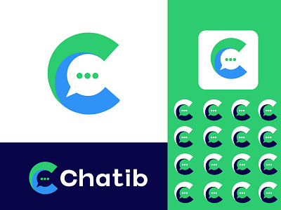 chat and c logo, logo design, branding, chatib logo