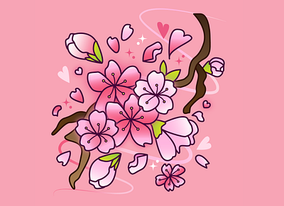 Cherry Blossoms cherryblossom cute cuteillustration design illustration japan japanart sakura vector vectorart