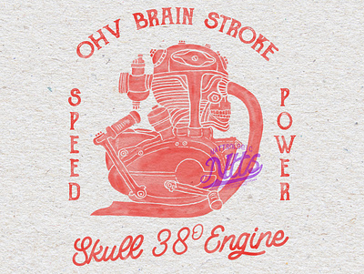 Skull 38 Degrees Engine branding design graphic design handmade illustration logo retro