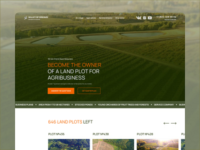 Site Valley of Dreams for the sale of land for the construction. agra homestead agricultural park. aviya village catalog construction design first screen land store moscow multi page sale of land plots service company shop online ui ux