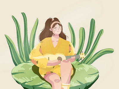 guitar girl illustration ps sketch