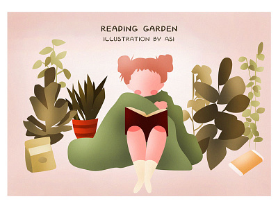 READING GARDEN ai girl reading garden sketch