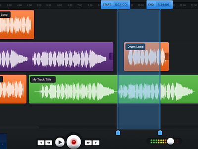 Web Based Track Editing audio button drag led lights record ui visuals volume