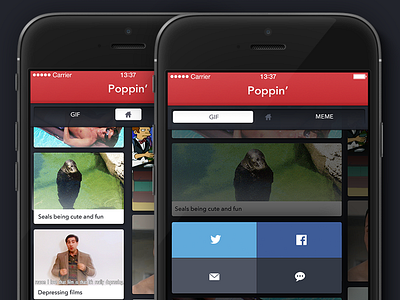 Tile / Share Concept card gif ios meme photo segmentedcontrol share tile