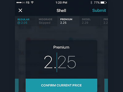 Report Prices Concept card fuel gas interaction ios