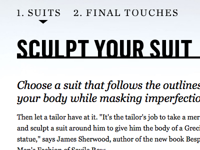 Men's Health - Sculpt Your Suit interactive landing type