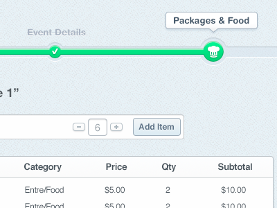 Add Item - Modify Packages input interface number picker table ui