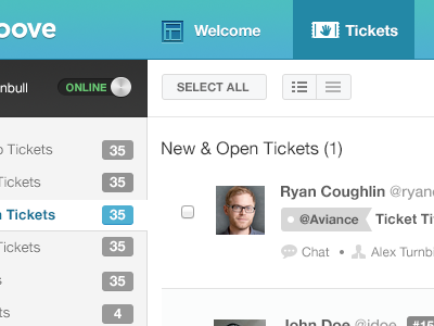 Updated Toggle and Main List - Flat UI filter flat header interface nav tag toggle ui