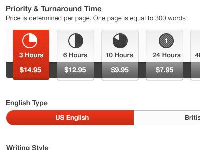 Select Turnaround Time interface price select selector time ui