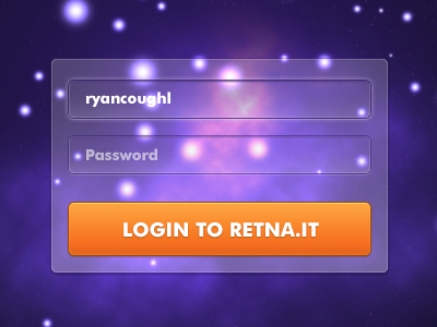 Retna.it Login Screen bursts button form input login orbs ui