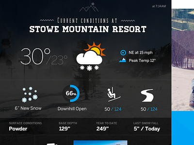 Snowcast - Alt. Type + Header Layout conditions ipad reports ski snow snow conditions snowboard ui