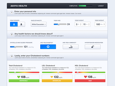 Medical Tracker buttons health heart hospital medical progress bar scale slider toggle