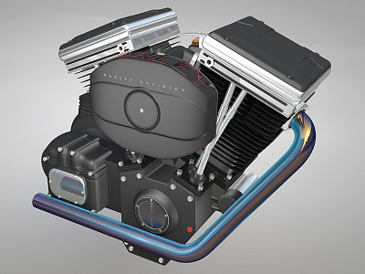 Harley Engine 103 3d @lucschwab c4d cinema4d concept engine harley motorcycle