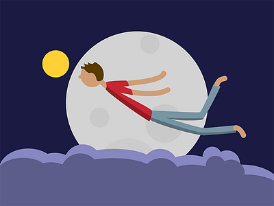 Over The Moon - Soccer Dreams ball boy clouds dreams flying futbol illustration illustrator lucschwab moon play soccer