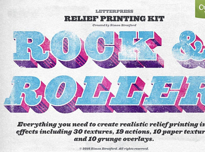 Rock & Roller Letterpress photoshop 3d animation app branding bundle clipart collection design graphic design illustration logo motion graphics ui