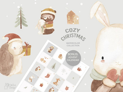 COZY CHRISTMAS. Watercolor 3d animation app branding bundle clipart collection design graphic design illustration logo motion graphics ui