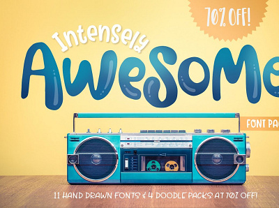 Intensely Awesome Font Pack 3d animation app branding bundle clipart collection design graphic design illustration logo motion graphics ui