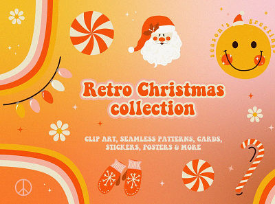 Retro Christmas collection 3d animation app branding bundle clipart collection design graphic design illustration logo motion graphics ui