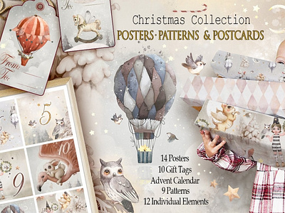 Сhristmas posters pattern advent