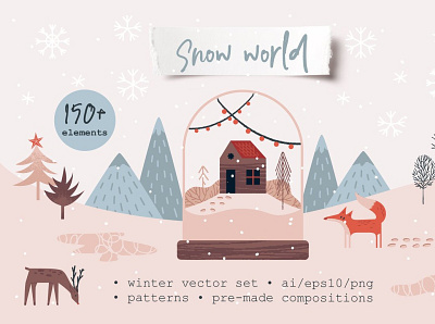 Snow World. Scandi winter collection 3d animation app branding bundle clipart collection design graphic design illustration logo motion graphics scandi snow ui winter world
