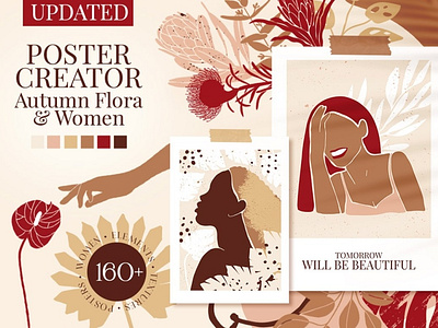 Poster Creator. Autumn Flora & Women