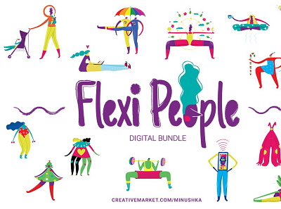 Flexi People Bundle 3d animation app branding bundle clipart collection design flexi graphic design illustration logo motion graphics people ui