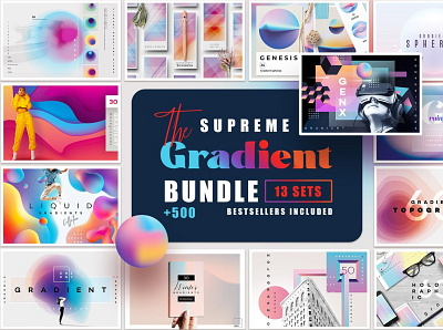 The Supreme Gradient Bundle 3d animation app branding bundle clipart collection design gradient graphic design illustration logo motion graphics supreme ui