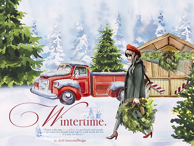 Watercolor Wintertime Clipart Set