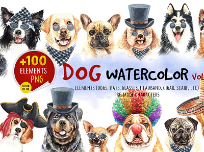 Dog watercolor.Animal Clipart 3d animal animation app branding bundle clipart collection design dog graphic design illustration logo motion graphics ui watercolor