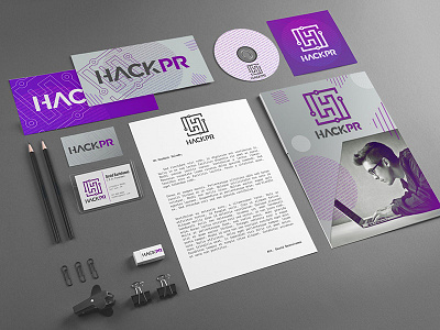 Brand identity for HackPR brandidentity branding hack logo purple