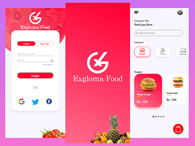 Food app design food app design food dilivery app graphic design mobile app design red color app design red color combination ui ui design user interface ux web design