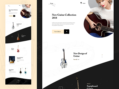 Guitar Design Concept bw clean creative design guitar layout music uiux web