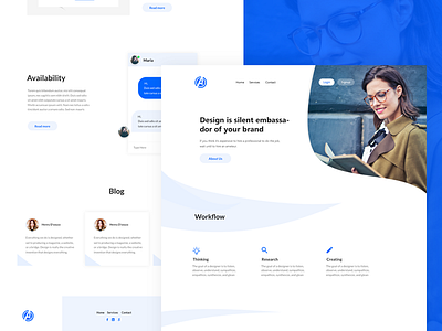 Home Page blue color clean cool creative design layout uiux web