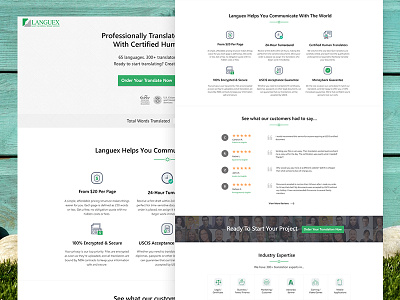 Languex Redesign business clean corporate green landing page translation website white