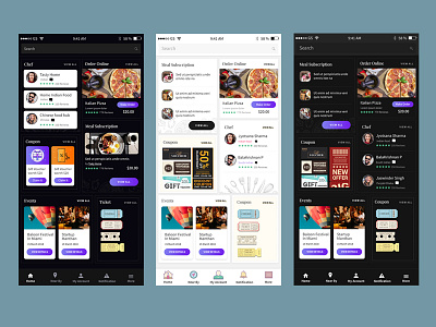 Variation of home screens app black event food home ios mobile restaurant white