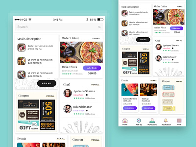 White version of home screen app cook even food mobile restaurant