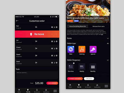 Customise order & Order type app black custom food mobile order restaurant type