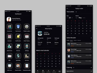 Vendor role screens android app black customer dashboard detail food ios order restaurant sketch