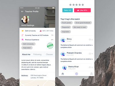 Teacher profile app education teacher uiux