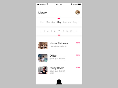 IOs app calendar clean iphone library modern simple sketch ui uiux