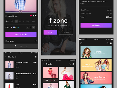 Fzone app app apperal black clean clothes shop clothing clothing design design fashion fashion app mobile sketch uiux