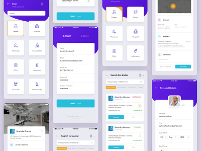 MEDICAL APP app care clean design doctor health hospital illustration location sketch treatment uiux white