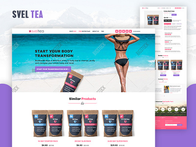 Svel tea clean detox drinking fitness sketch tea uiux website weight loss