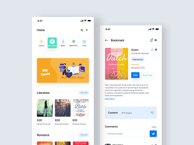 Booklib App app book clean design home ios knowledge learning mobile online product details read reading screen sketch uiux website